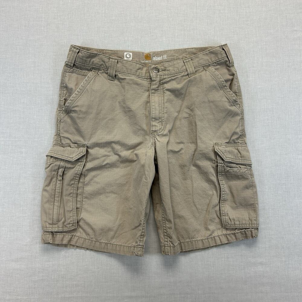 Carhartt Force Relaxed Fit Ripstop Cargo Shorts Men's 36 Beige 11" Inseam Casual